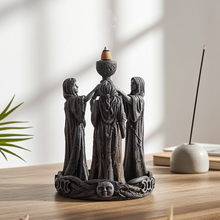 Triple Goddess backflow incense burner for incense cone burning, sacred space cleansing, and ritual practice.