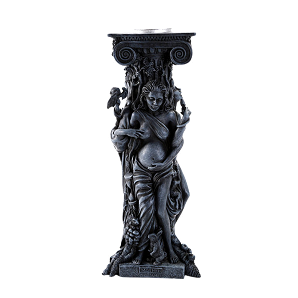 Triple Goddess candle holder statue for altar use, candle display, and sacred ceremony.