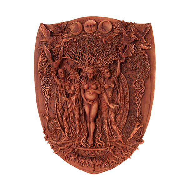 Triple Goddess Maiden Mother Crone wall plaque for altar and home decor