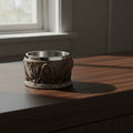 Triple Goddess ceramic smudge bowl for holding herbs, resin, and incense during altar and ritual use.
