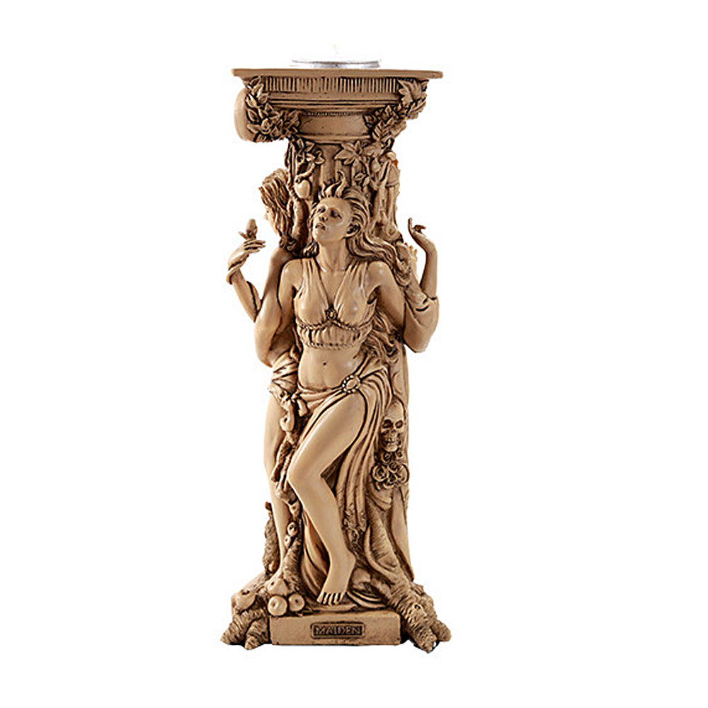 Triple Goddess Tea-Light Holder for altar and candle display, front view