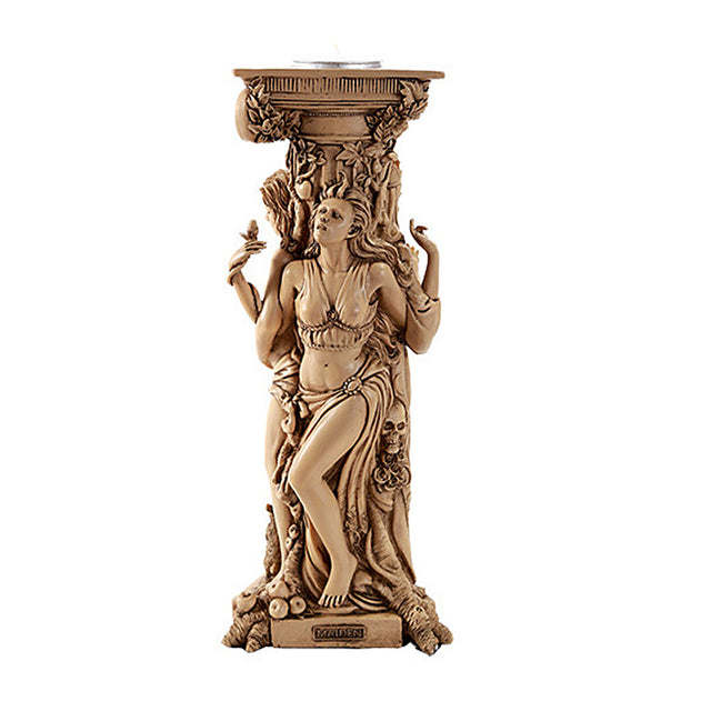 Triple Goddess Tea-Light Holder for altar and candle display, front view