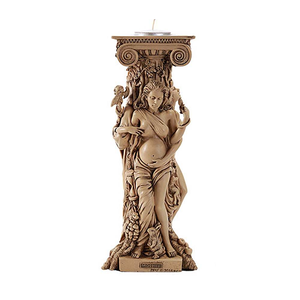 Triple Goddess Tea-Light Holder for altar and candle display, side view