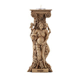 Triple Goddess Tea-Light Holder for altar and candle display, side view