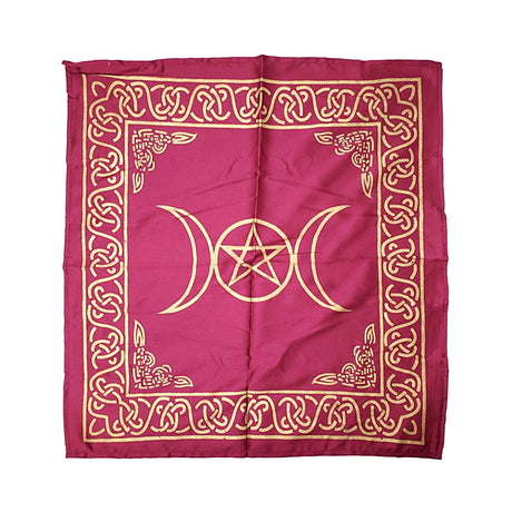 Triple Moon altar cloth with pentacle design for altar decoration, ritual practice, and sacred space setup.