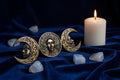 Triple Moon Goddess Maiden Mother Crone wall plaque for altar and home decor