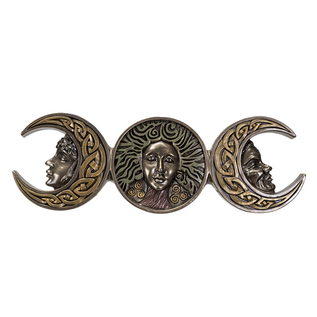 Triple Moon Goddess Maiden Mother Crone wall plaque for altar and home decor