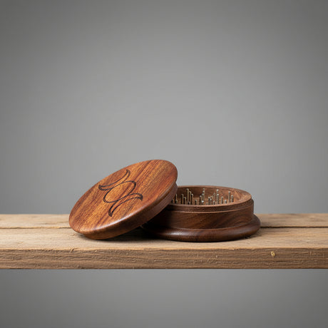 Triple Moon Herb Grinder hardwood two-piece grinder for herb preparation, ritual, and daily use.