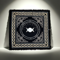 Triple Moon Ouija Board altar cloth for tarot readings, divination, and spiritual altar use.