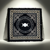 Triple Moon Ouija Board altar cloth for tarot readings, divination, and spiritual altar use.