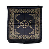 Triple Moon Pentacle altar cloth 21 inch fabric cover for altar use, ceremonial display, and pagan ritual work.