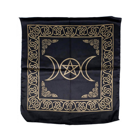 Triple Moon Pentacle altar cloth 21 inch fabric cover for altar use, ceremonial display, and pagan ritual work.