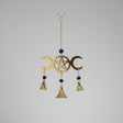Triple Moon Pentacle hanging bells wind chime for altar and porch decor