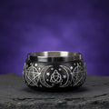 Triple Moon Pentagram smudge bowl ceramic holder for burning herbs, incense, and ritual cleansing use.