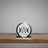 Triple Moon silver plated altar tile for altar decoration and ritual display