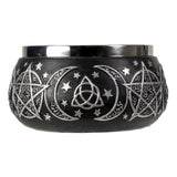 Triple Moon smudge bowl with pentagram design for sage burning, altar rituals, and spiritual cleansing practice.