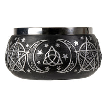 Triple Moon smudge bowl with pentagram design for sage burning, altar rituals, and spiritual cleansing practice.