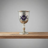 Triple Moon Stainless Steel Chalice for ritual and ceremonial drinkware use