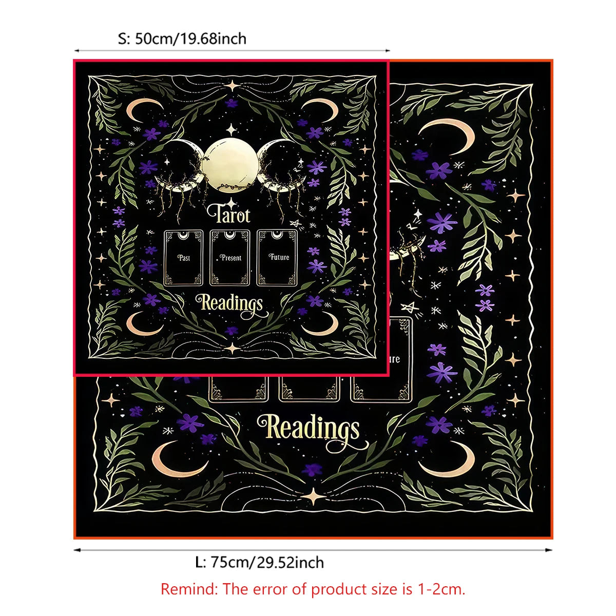 Triple Moon Tarot & Altar Cloth reading cloth for laying out tarot spreads, meditation, and ritual use.