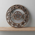 Triple Moon wood wall plaque for home and altar decor