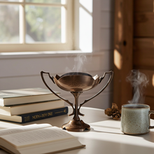 Triquetra Egyptian Lotus burner smudge bowl for incense burning, herbal cleansing, and spiritual ritual use.