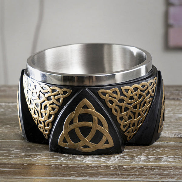 Triquetra smudge bowl for holding sage, incense, and ash during cleansing rituals and spiritual practice.