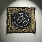 Triquetra altar cloth fabric altar covering for ritual work, sacred space setup, and ceremonial use.
