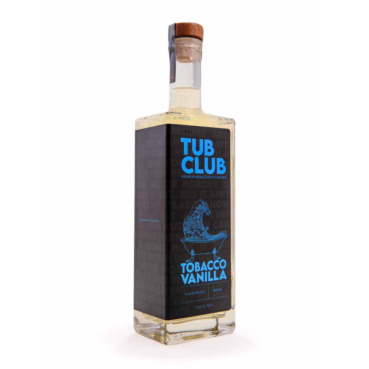 Tub Club Tobacco Vanilla bubble soak black bottle top view