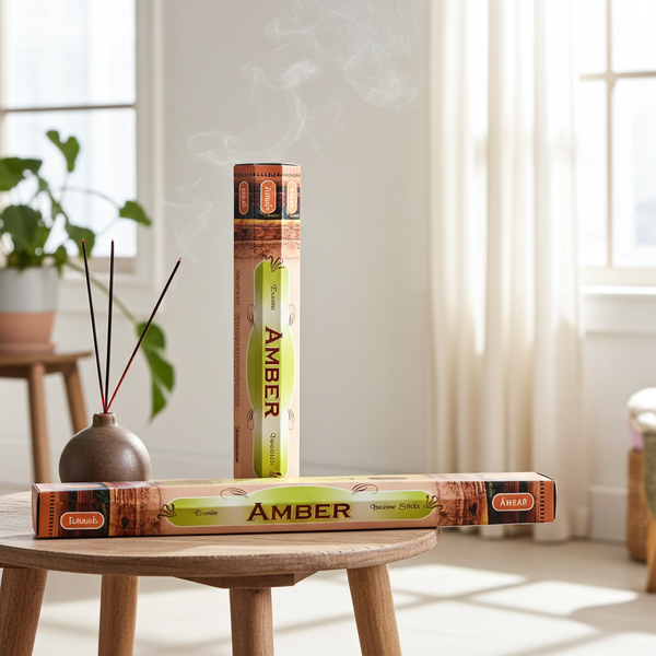 Tulasi Amber incense sticks for home fragrance, meditation, and spiritual cleansing.
