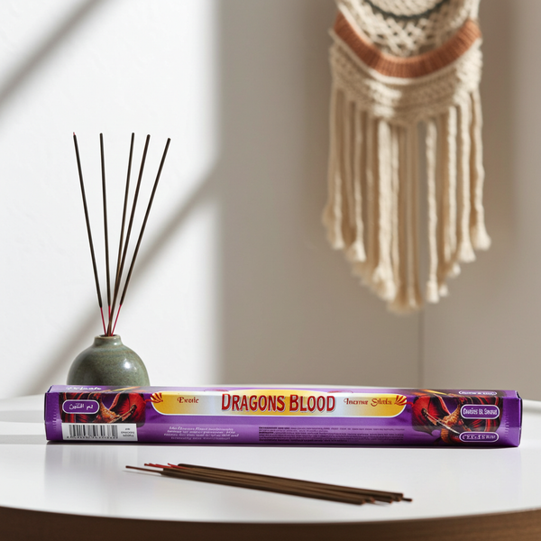 Tulasi Dragons Blood incense sticks for meditation, spiritual cleansing, and aromatic home fragrance use.