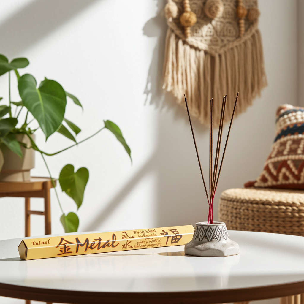 Tulasi Feng Shui Metal incense sticks pack for office, meditation, and clarity rituals.