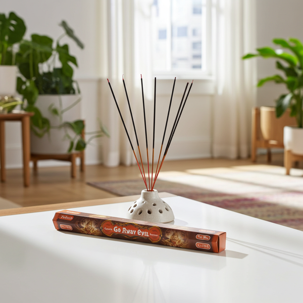Tulasi Go Away Evil incense sticks pack for spiritual cleansing, protection, and daily ritual use.