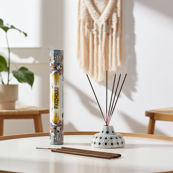 Tulasi Patchouli incense sticks for meditation, relaxation, and daily home fragrance use.