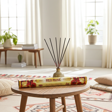Tulasi Red Rose incense sticks pack for aromatherapy, prayer, and peaceful indoor use.