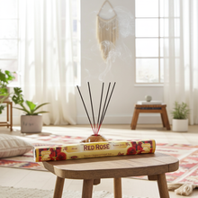 Tulasi Red Rose incense sticks for meditation, spiritual rituals, and room freshening.