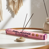 Tulasi Relaxing Incense Sticks box for meditation, stress relief, and calming room ambiance.