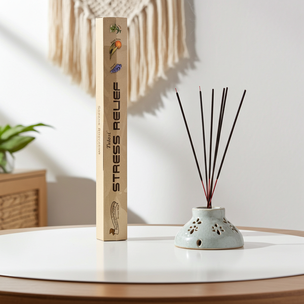 Tulasi Stress Relief incense sticks for relaxation, meditation, and calming home fragrance use.