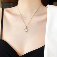 Tulip pendant rhinestone gold collarbone necklace for accenting necklines, formal outfits, and delicate jewelry layering.
