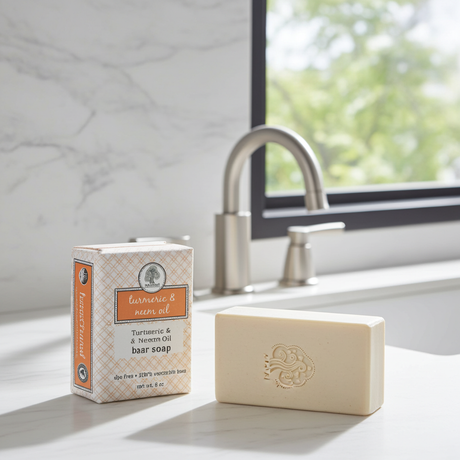 Madina Turmaric & Neem Spice bar soap for skincare, body cleansing, and regular bath routines.