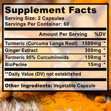 Turmeric Curcumin 95% capsules dietary supplement for antioxidant support, everyday wellness, and daily supplement use.