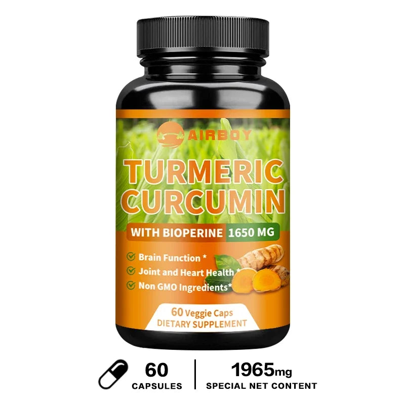 Turmeric Curcumin 95% herbal capsules bottle for antioxidant support, daily wellness, and routine dietary supplement use.