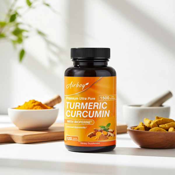 Turmeric Curcumin Capsules 95% with black pepper supplement capsules for daily wellness support, antioxidant use, and nutrient absorption.