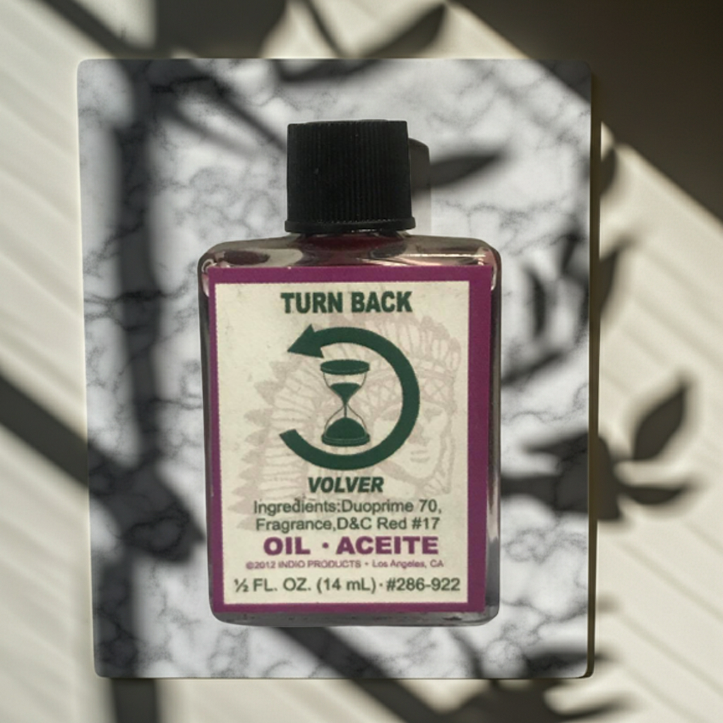 Turn Back Wish Oil ritual oil bottle for spellwork, prayer rituals, and spiritual intention use.