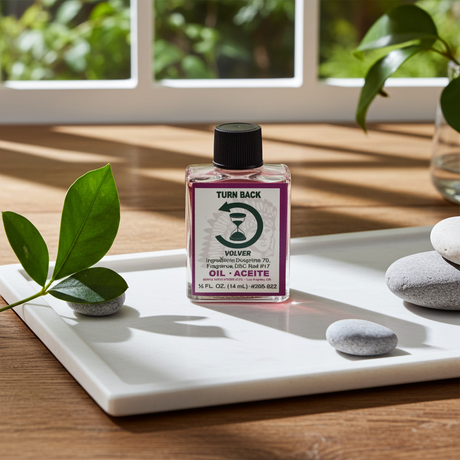 Turn Back Wish Oil bottle for intention setting, spiritual work, and ritual use.