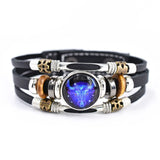 Twelve Constellations astrology leather bracelet for horoscope lovers, casual fashion wear, and zodiac-themed accessorizing.