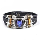 Twelve Constellations boho leather bracelet for relaxed everyday outfits, astrology-inspired fashion, and layered jewelry wear.
