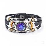 Twelve Constellations layered leather bracelet for stacked wrist looks, zodiac-inspired fashion, and everyday accessory wear.