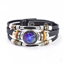 Twelve Constellations layered leather bracelet for stacked wrist looks, zodiac-inspired fashion, and everyday accessory wear.