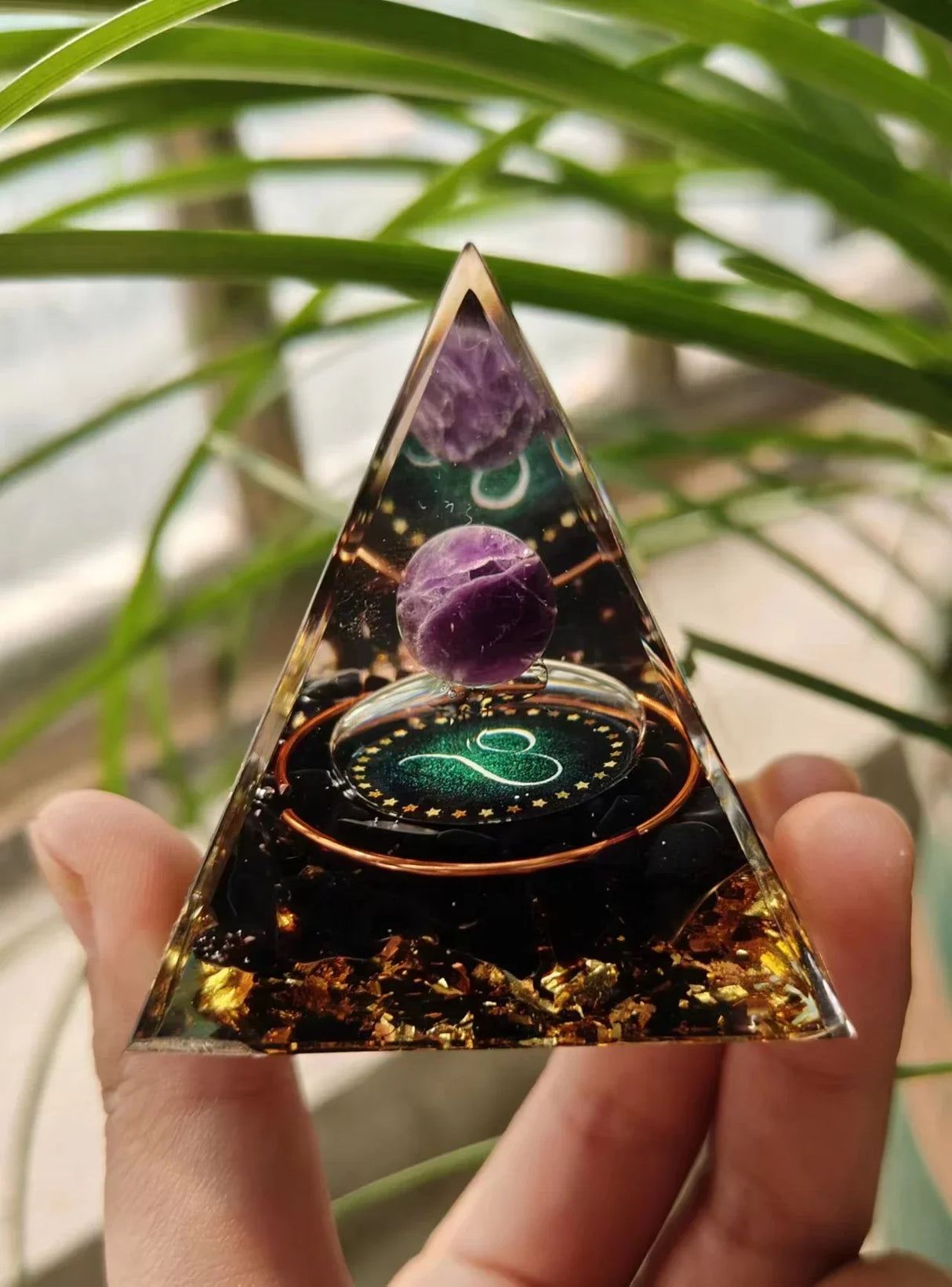 Twelve Constellations Orgone Pyramid for meditation, energy healing, and home décor.