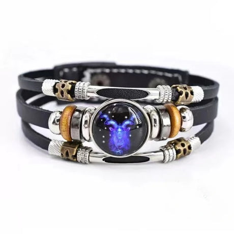 Twelve Constellations twelve signs retro leather bracelet for astrology fashion, wrist styling, and daily accessory use.